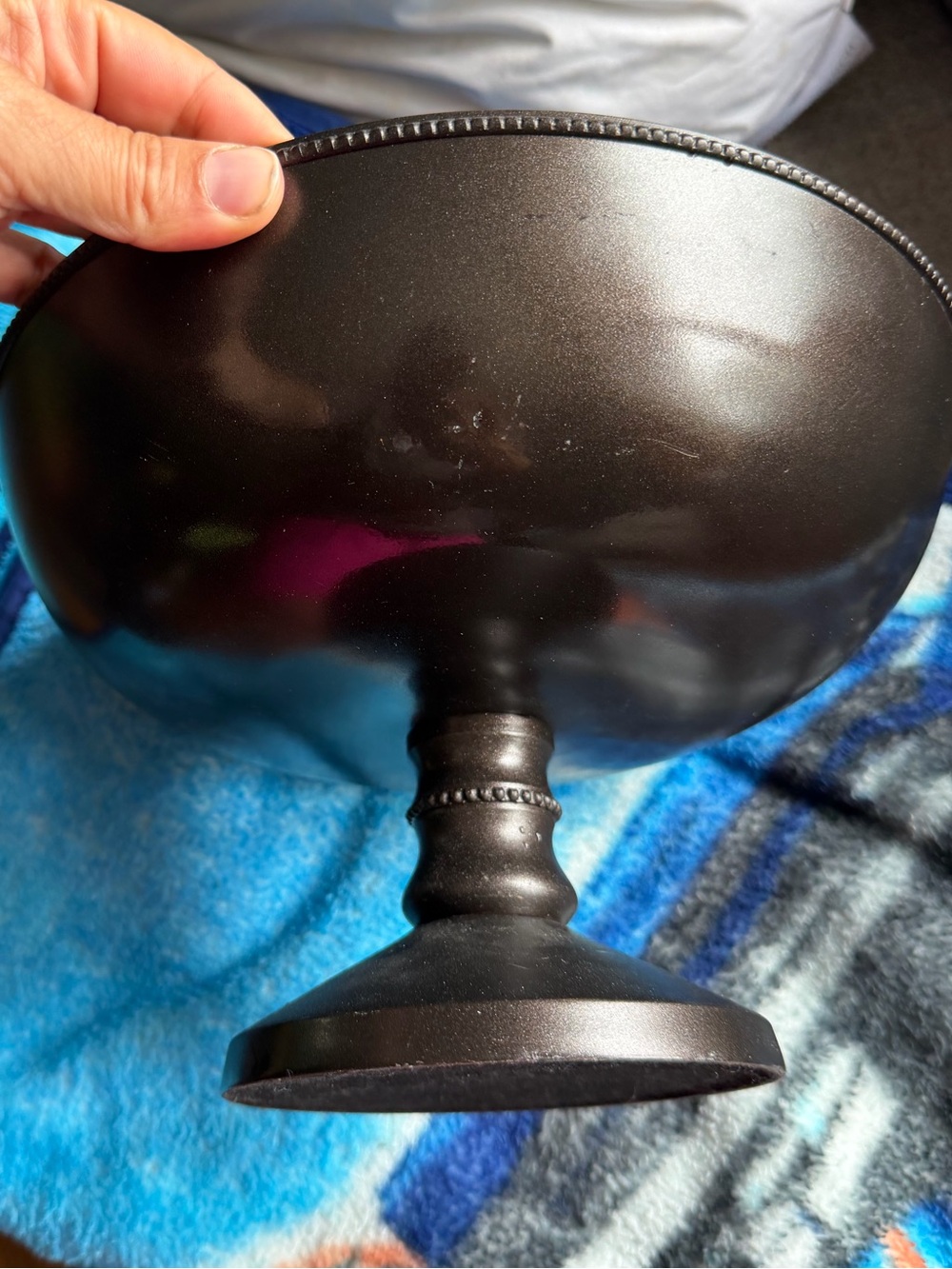 Small pottery barn Pedestal Bowl — Dark Bronze Decorative Centerpiece